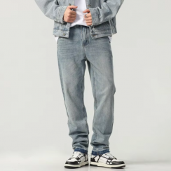 3 Pks Mid Waist Streetwear Jeans For Men